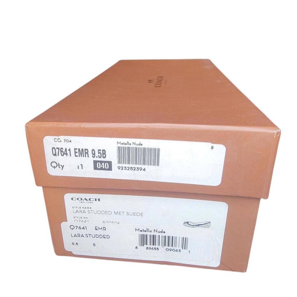 Coach Lara Studded Metallic Nude Gold Ballet Flats Shoes Women's Size 9.5B NEW - Picture 6 of 7